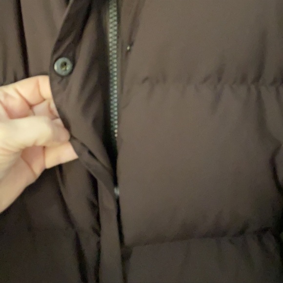 L.L. Bean goose Down brown jacket zipper snap front closure  Blue lining Large - Picture 5 of 16